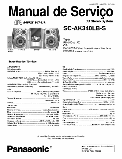 panasonic sc_ak340lb-s MANUAL DE SERVICIO DEL EQUIPO DE SONIDO PANASONIC _sc_ak340lb-s